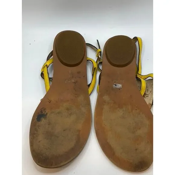 COACH Women's Yellow Thong Round-Toe Camara Ankle Strap Flat Sandals SZ 11 - Picture 5 of 8